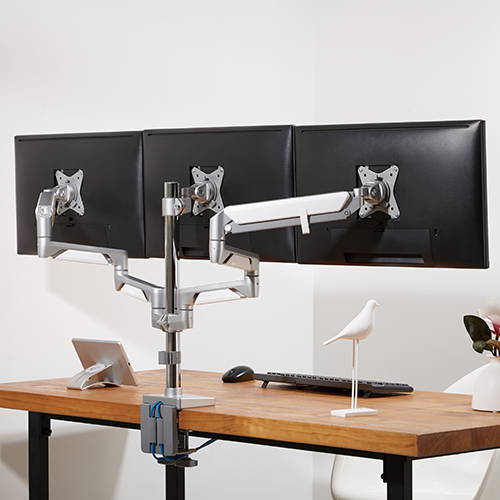 Triple Monitors Pole-Mounted Epic Gas Spring Aluminum Monitor Arm with USB LDT37-C036UP For Most 17"-27" Monitors from china(chinese)