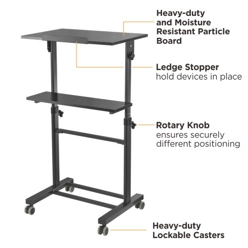 Height Adjustable Multi-Purpose Mobile Workstation with Tiltable Desktop  WST-01A Ideal for Use as Stand Up Computer Desk/Presentation Desk/Speaker's Portable Lectern Podium from china(chinese)