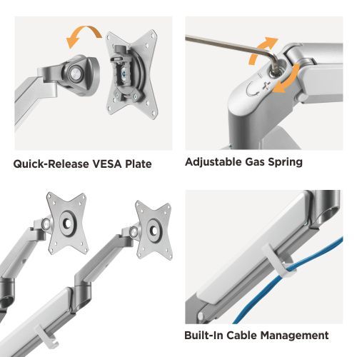 Dual Monitors Space-Saving Gas Spring Monitor Arm LDT44-C024 For Most 17''-32'' Monitors from china(chinese)
