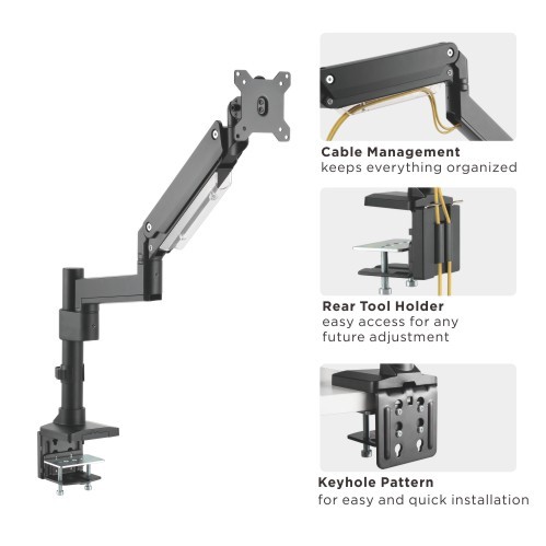 シングルモニターアルミニウムヘビーデューティーガススプリング式ポールマウントモニターアーム LDT23-C012P 重くて特大の17"~35"モニター用 from china(chinese)