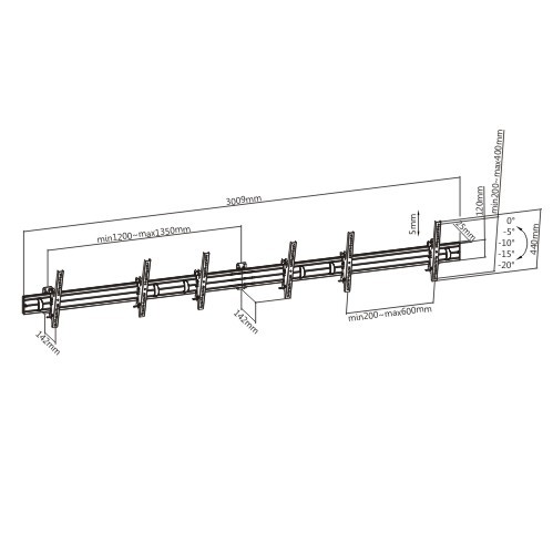 Triple Screen Menu Board Wall Mount LVW10-346T For most 45"~50" TVs from china(chinese)