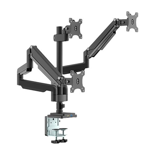 BRAZO PARA TRES MONITORES RENDIMIENTO RESORTE DE GAS ALUMINIO MONTAJE EN POSTE CON USB LDT34-C036UP Para la Mayoría de los Monitores de 17"-30" from china(chinese)