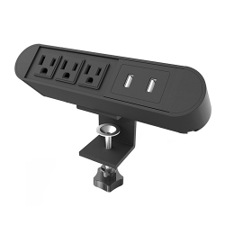 3-Outlet Aluminum Power Strip with USB Type-A Ports