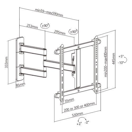 Premium Aluminum Full-Motion TV Wall Mount LPA70-443 For most 32"-70" Flat Panel TVs  from china(chinese)