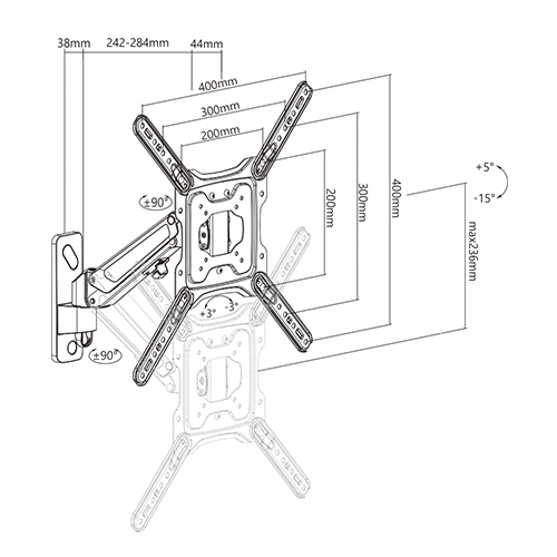 アルミガススプリングフルモーションテレビ壁掛け金具 LDA33-441 23"-55"テレビ用 from china(chinese)