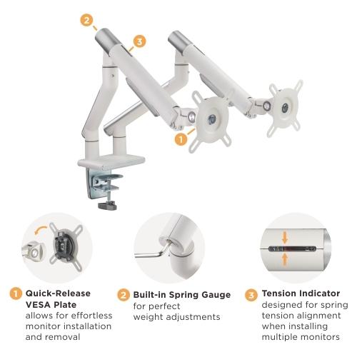 デュアルモニタープレミアムスリムアルミニウムスプリングアシストモニターアーム LDT49-C024 ほとんどの17"-32"モニター用 from china(chinese)