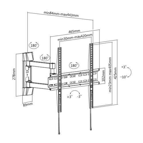 Super Economy Full-motion TV Wall Mount KLA28-443 For most 32"-55" LED, LCD Flat Panel TVs from china(chinese)