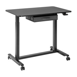 Compact Mobile Pneumatic Sit-Stand Desks with Square Legs and Lap Drawer