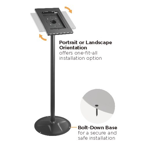 Anti-theft Tablet Kiosk Floor Stand for 9.7" iPad 5/6 & iPad Pro (1st), 10.2" iPad 7/8/9, 10.5” iPad Air (Gen 3)/iPad Pro, 10.1" Samsung Galaxy Tab A (2019) PAD12-02N Ideal for Trade Show, Store Display and More Public Places from china(chinese)