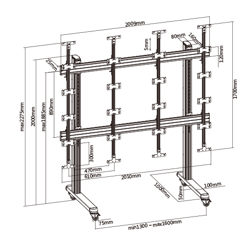 CARRO DE VIDEOWALL PARA PANTALLAS UNILUMIN® UPANELS 5X5 LES01-55UU  from china(chinese)
