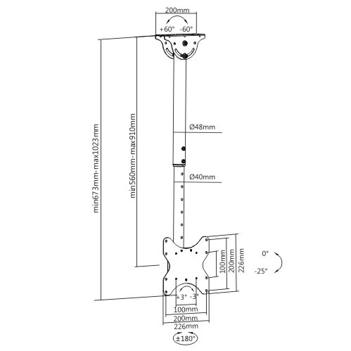 伸縮式フルモーションテレビ天吊り金具 PLB-CE922-01S ほとんどの23"-42" LED/LCDフラットパネルテレビ用 from china(chinese)