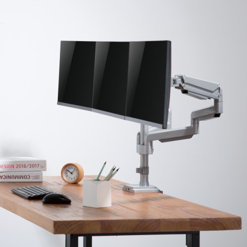 BRAZO PARA TRES MONITORES RENDIMIENTO RESORTE DE GAS ALUMINIO MONTAJE EN POSTE CON USB LDT34-C036UP Para la Mayoría de los Monitores de 17"-30" from china(chinese)