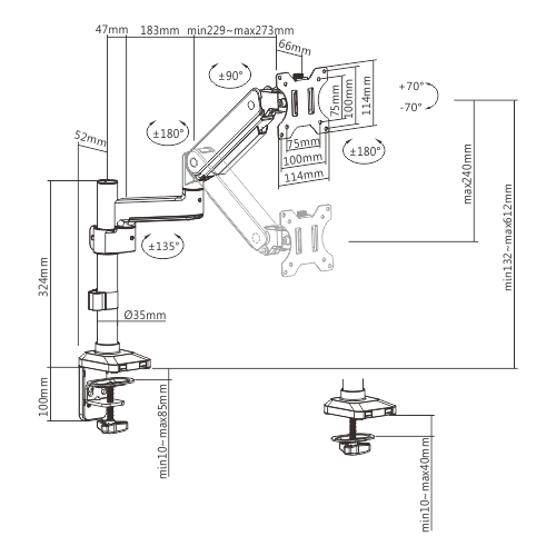 Single Monitor Pole Mounted Premium Aluminum Spring-Assisted Monitor Arm  LDT53-C012P For most 17"-32" Monitors from china(chinese)