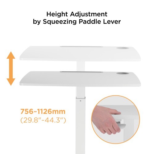 Height Adjustable Mobile Workstation with Paddle Lever FWS07-6 A Mobile Stand for Presentations or an Active Work Style from china(chinese)