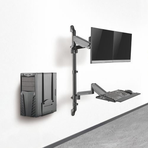 Dua Screen Pole Held Computer Wall Mount with CPU Holder WWS04-02 Keep Yourself in Right Position from china(chinese)