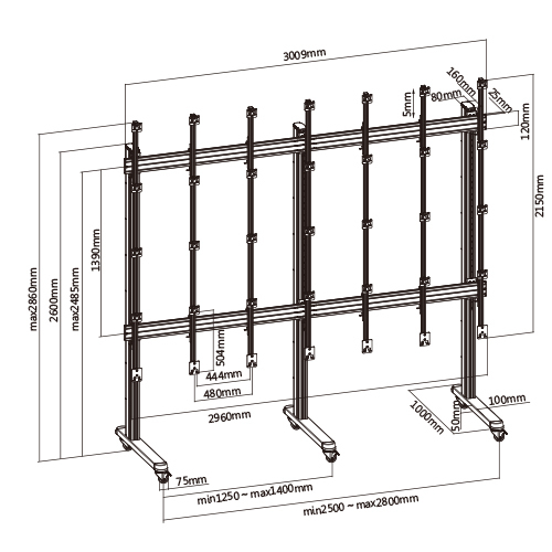 8X4 SAMSUNG®IFHディスプレイ用ビデオウォールカート LES01-48SI  from china(chinese)