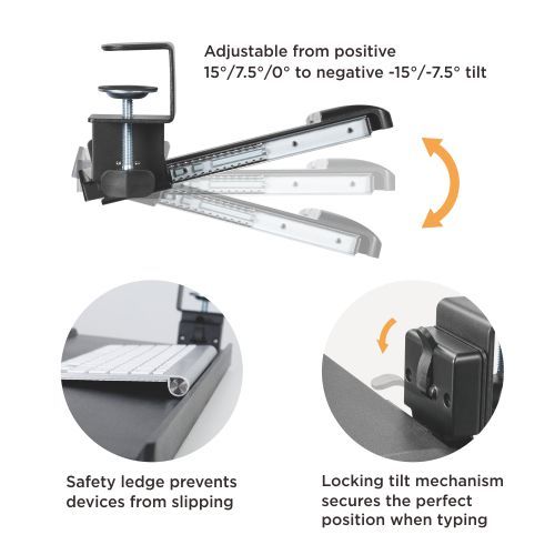Tilting Clamp-On Keyboard Tray KBT-08T Frees-up Desk Space with Easy Installation from china(chinese)
