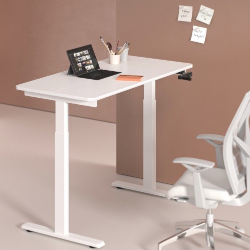 Economical Manually Adjustable Desk with 2-Piece Partitioned Table Top ...