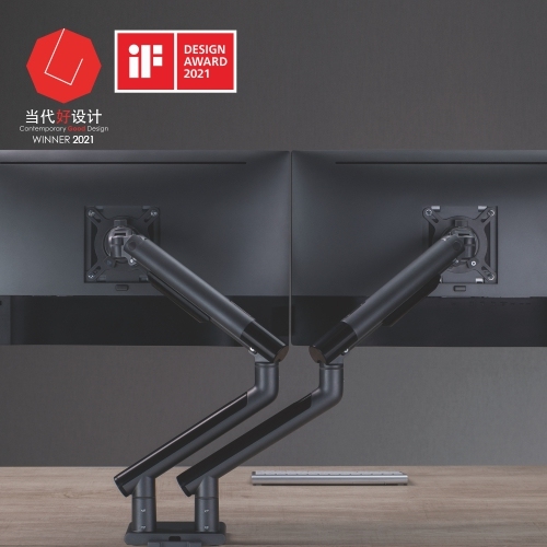 デュアルモニタープレミアムスリムアルミニウムスプリングアシストモニターアーム LDT49-C024 ほとんどの17"-32"モニター用 from china(chinese)