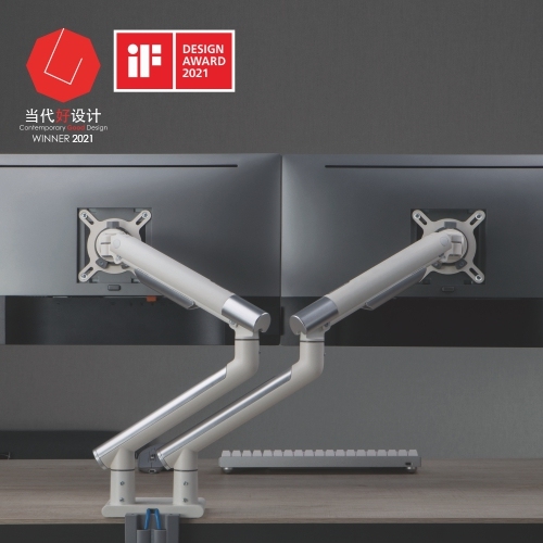 USBポート付きデュアルモニタープレミアムスリムアルミニウムスプリングアシストモニターアーム LDT49-C024U ほとんどの17"-32"モニター用 from china(chinese)