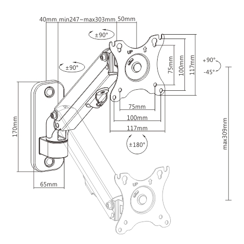 ベーシック壁掛け式シングルモニターアーム LDA38-111  from china(chinese)