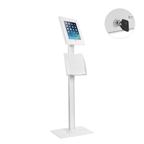 Anti-theft Tablet Kiosk Floor Stand with Catalogue Holder for 9.7" iPad/iPad Air/iPad Pro PAD26-04C Ideal for Trade Show, Store Display and More Public Places from china(chinese)