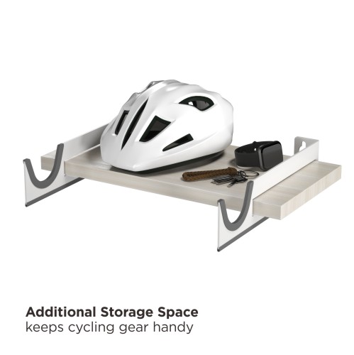 On-Wall Bike Storage Rack with Bracketed Shelf