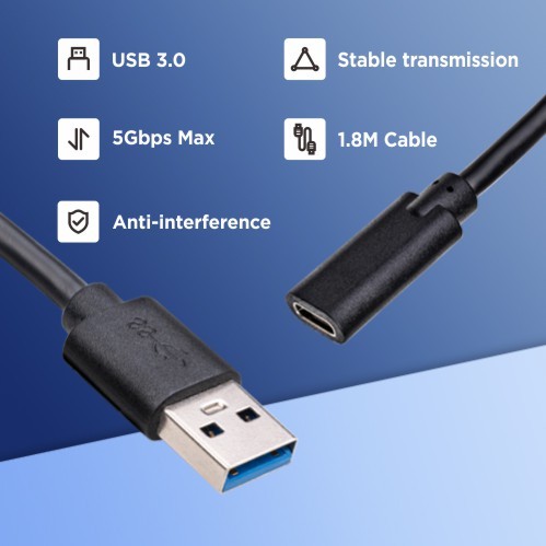 1.8M USB-A & USB-C Cable Kit XMA-09UC 1×USB-A Male to USB Type C Female Cable & 1×USB-A Male to Female Cable from china(chinese)