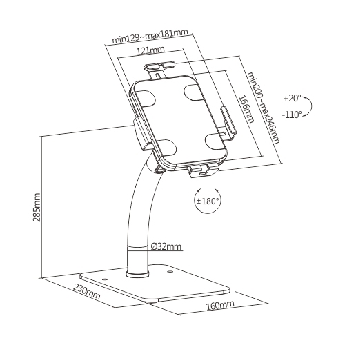 Universal Anti-Theft Tablet Countertop Kiosk  PAD33-03 Secure and flexible for public use from china(chinese)
