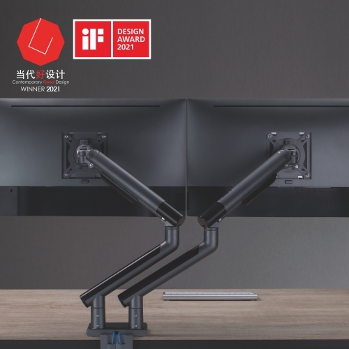 USBポート付きデュアルモニタープレミアムスリムアルミニウムスプリングアシストモニターアーム LDT49-C024U ほとんどの17"-32"モニター用 from china(chinese)