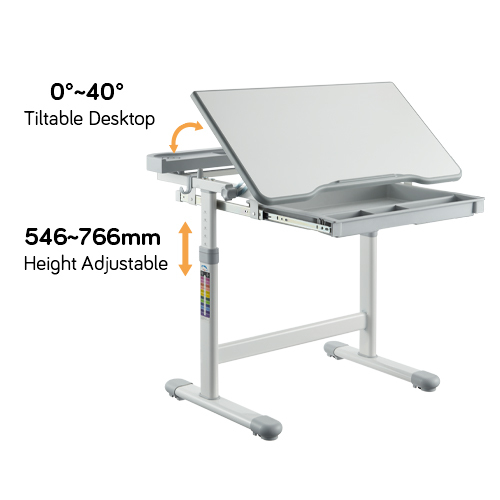 手動リフティング高さ調節可能なキッズデスクとフルバックレストチェアセット B208 傾斜可能なデスクトップ/プルアウト引き出し/拡張スロット from china(chinese)