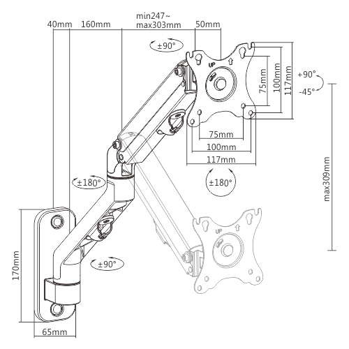ベーシック壁掛け式シングルモニターアーム LDA38-112  from china(chinese)