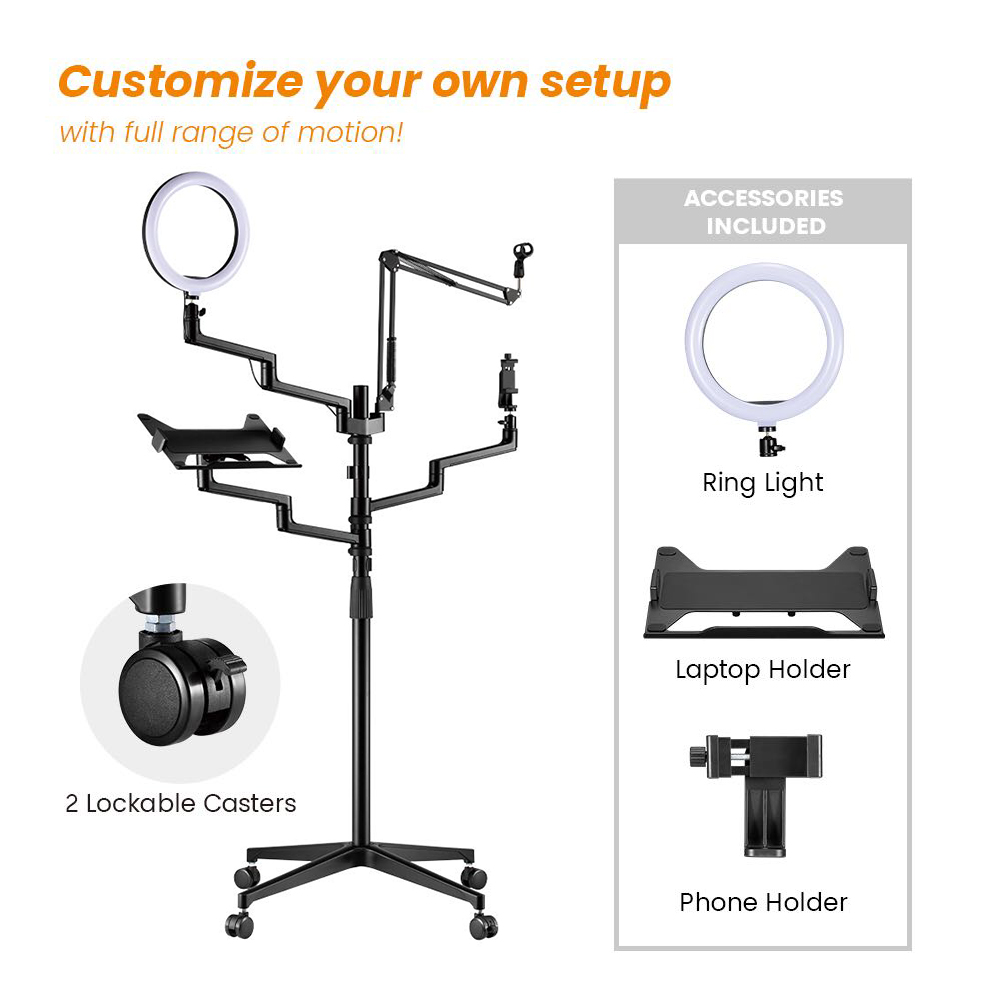 Double Phone Stand Holder with Ring Light - China Phone Mount