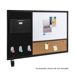 Large Wall-Mounted Magnetic Combination Board with Mail Holder and 3 Hooks