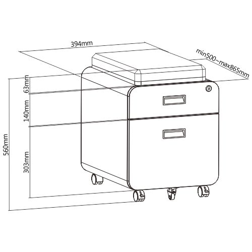 2-Drawer Locking Mobile File Cabinet with Cushion