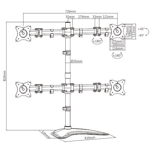 Economy Freestanding Monitor Stand LDT07-T048 For most 13"-27" LCD monitors from china(chinese)