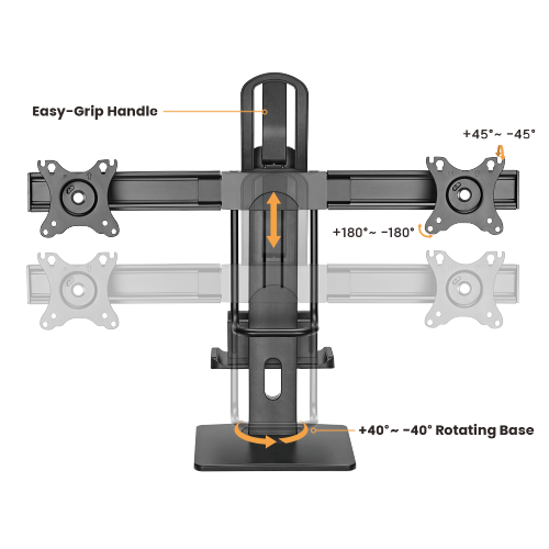シンクライアントCPUマウント付きデュアルスクリーン垂直リフトモニタースタンド LDT41-T02MP 1つに2つのマウント from china(chinese)