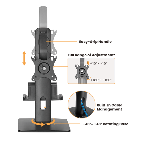 Single Screen Vertical Lift Monitor Stand With Thin Client CPU Mount LDT41-T01MP Provides a clean, neat, and space-saving mounting solution from china(chinese)