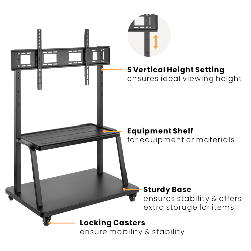 Heavy Duty Height Adjustable Steel TV Cart T1035LE For Most 55"-100“ Flat Panel TVs from china(chinese)
