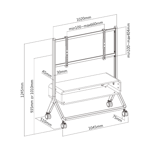 キャビネット付きイーゼルスタジオテレビカート FS33-46F-01 屋内または屋外のエンターテインメントのモバイル使用に最適 from china(chinese)