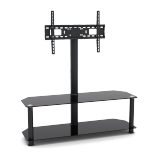 2-Tier Corner-Notched Glass Media Console with TV Mount Bracket (Large)