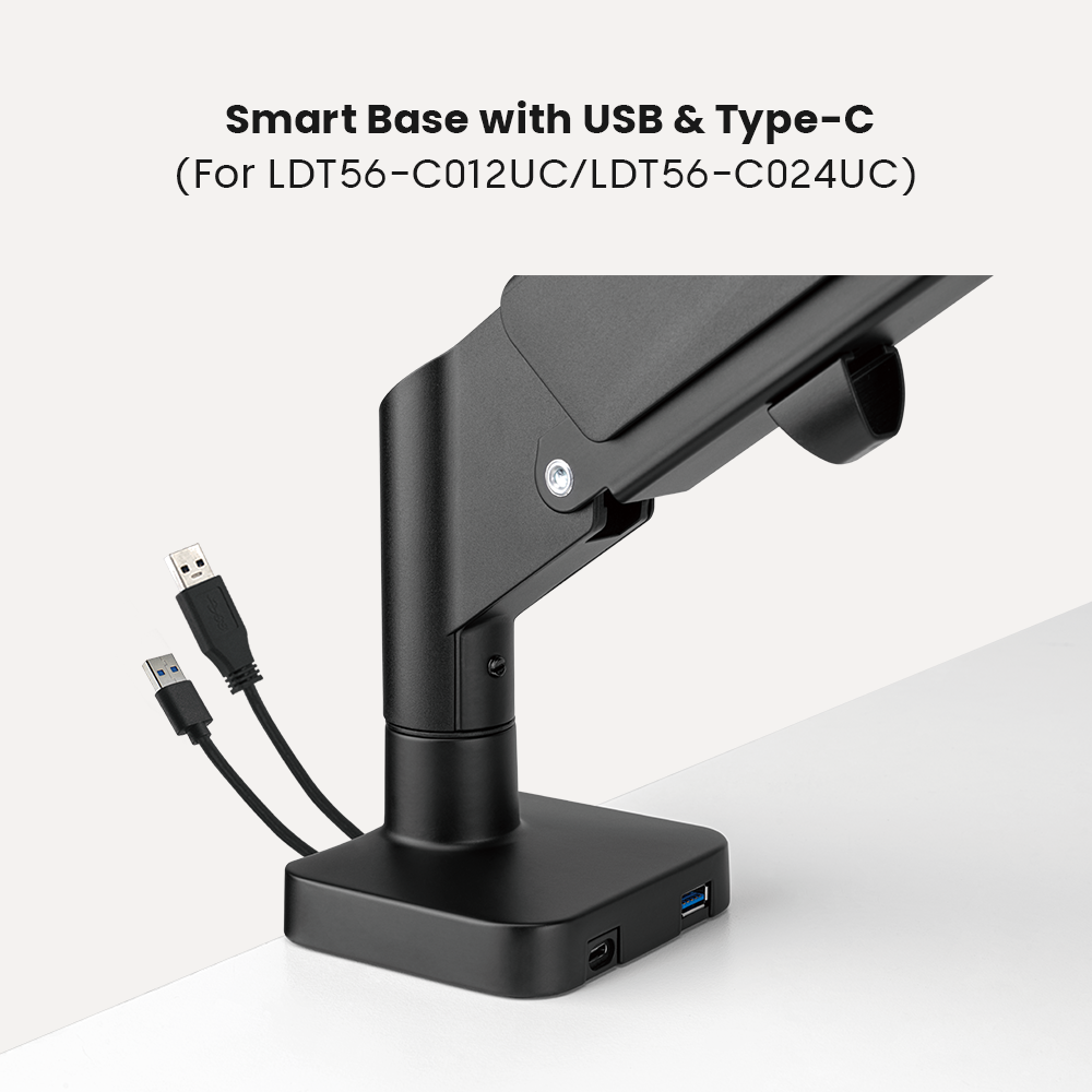 Single Monitor Space-Saving Spring-Assisted Monitor Arm with USB-A/USB ...