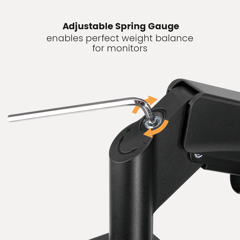 Single Monitor Space-Saving Spring-Assisted Monitor Arm with USB-A