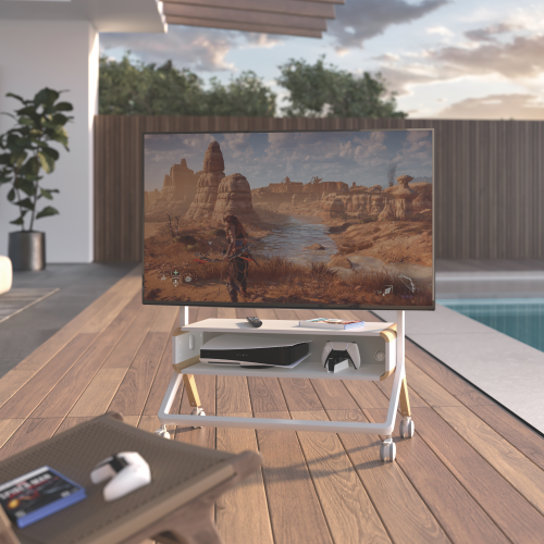 キャビネット付きイーゼルスタジオテレビカート FS33-46F-01 屋内または屋外のエンターテインメントのモバイル使用に最適 from china(chinese)