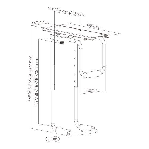 SOPORTE RESISTENTE PARA CPU DEBAJO DEL ESCRITORIO CON RIEL DESLIZANTE CPB-16 Soporte Resistente para CPU con Giro de 360 ° from china(chinese)