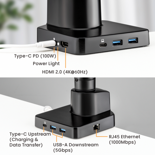 Smart Spring-Assisted Monitor Arm with 6-IN-1 Docking Station LDT20-C012D A unique innovation that merges ergonomics and technology from china(chinese)