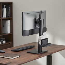 Single Screen Vertical Lift Monitor Stand With Thin Client CPU Mount