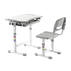 Manual-Lifting Height Adjustable Kids Desk and Full-Backrest Chair Set