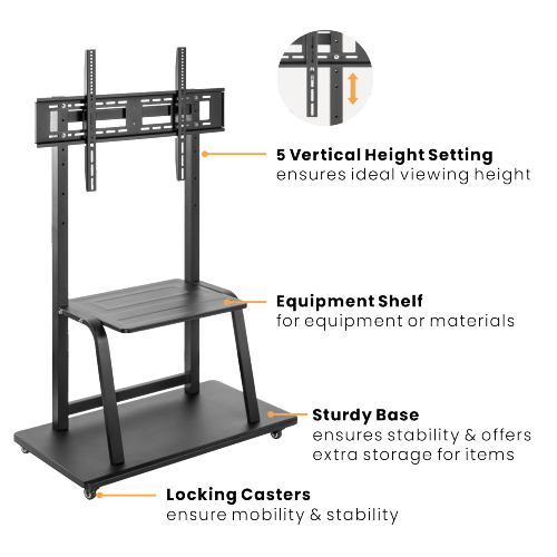 Heavy Duty Height Adjustable Steel TV Cart T1035ME For Most 37"-100“ Flat Panel TVs from china(chinese)