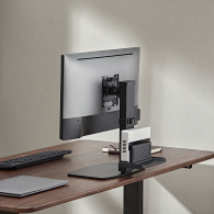 Dual Screens Vertical Lift Monitor Stand With Thin Client CPU Mount  Supplier and Manufacturer- LUMI